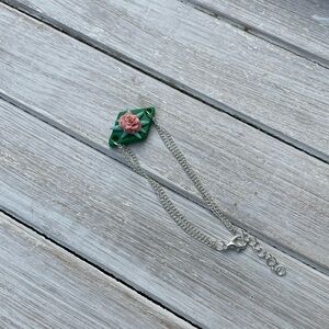 Handmade Lily Pad Inspired Charm Bracelet With Silver Chain
